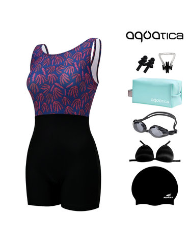 아쿠아티카 여성 2부 실내 수영복 AQA29464 일반용수경 파우치 코클립 7종세트 AQA29464 파우치7종세트