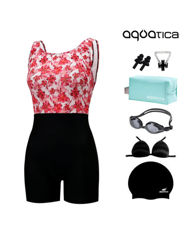 아쿠아티카 여성 2부 실내 수영복 AQA29465 일반용수경 파우치 코클립 7종세트 AQA29465 파우치7종세트