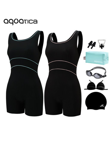 아쿠아티카 여성 2부 실내수영복 AQA29450 일반용수경 파우치 코클립 7종세트 AQA29450 파우치7종세트