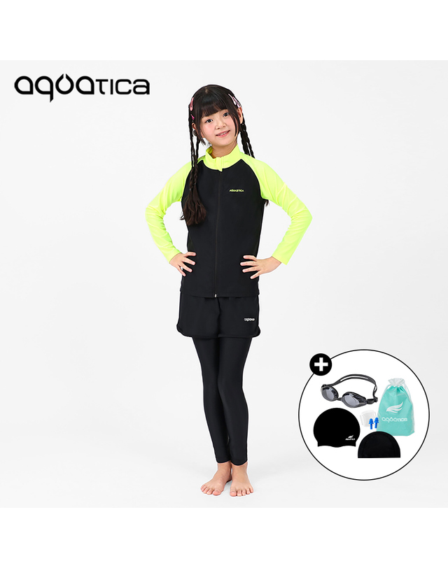아쿠아티카 아쿠아티카 아동 래쉬가드 AQAJJ451+AQA421 반바지워터레깅스 일반용수경5종세트 AQAJJ451+AQA421 일반용 착용컷