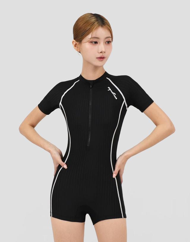 아쿠아티카 아쿠아티카 여성 2부 반팔 집업 수영복 AQA27515 일반용수경 파우치 코클립 7종세트 AQA27515파우치세트 착용컷
