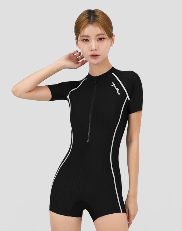아쿠아티카 아쿠아티카 여성 2부 반팔 집업 수영복 AQA27515 일반용수경 파우치 코클립 7종세트 AQA27515파우치세트 착용컷