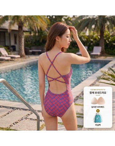 아쿠아티카 플로라 크로스백 여성 원피스수영복 AQA701 실리콘브라캡 비닐백세트 AQA701_2