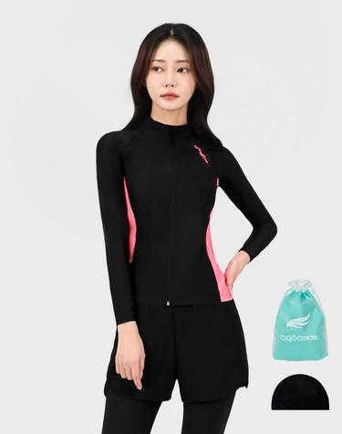 아쿠아티카 여성 래쉬가드집업 AQAWZF-WL 상의+레깅스반바지 