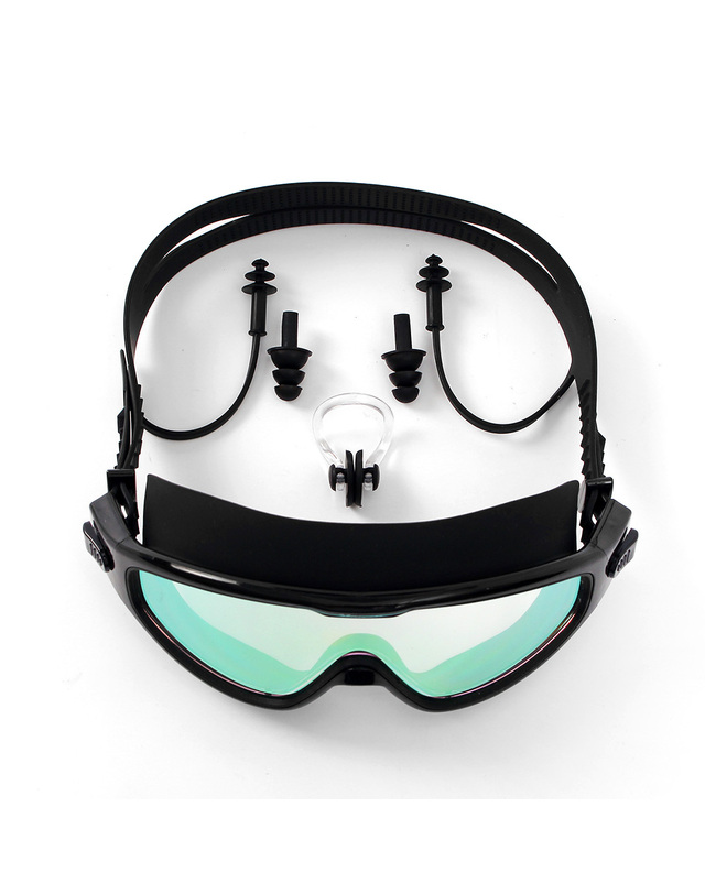 웨이브위시 [웨이브위시]워터뷰 귀마개 일체 고글 물안경(미러코팅) (블랙) 착용컷