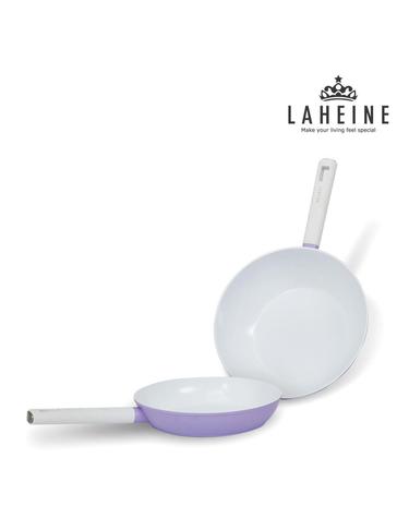 [라헨느] 더 퀸 포토프 퍼플 세라믹 IH 프라이팬 2종 세트 24cm + WOK 28cm