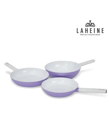 [라헨느] 더 퀸 포토프 퍼플 세라믹 IH 프라이팬 3종 세트 24cm + 28cm + WOK 28cm