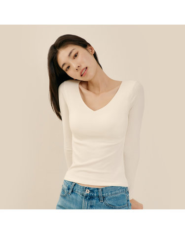 히트터치 브이넥 레이어드 긴팔 브라티