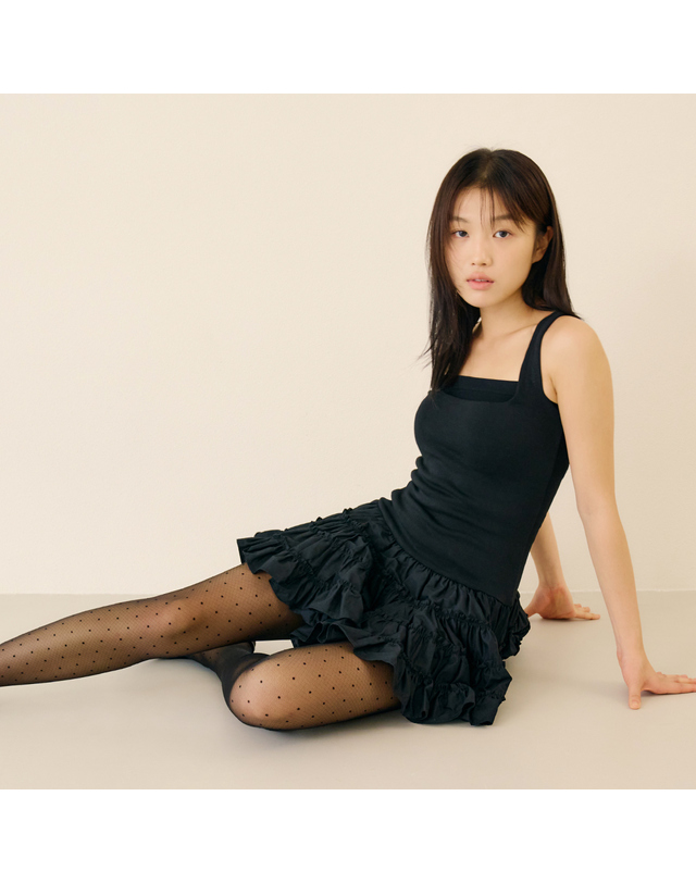마른파이브 넉넉 시스루 도트 스타킹 착용컷