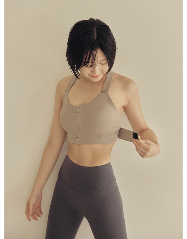 마른파이브 스무브 앞지퍼 컨트롤집업 심리스 스포츠브라탑 착용컷
