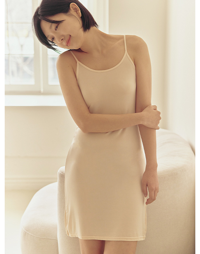 마른파이브 하늘인견 베이직 롱슬립 이너원피스 착용컷