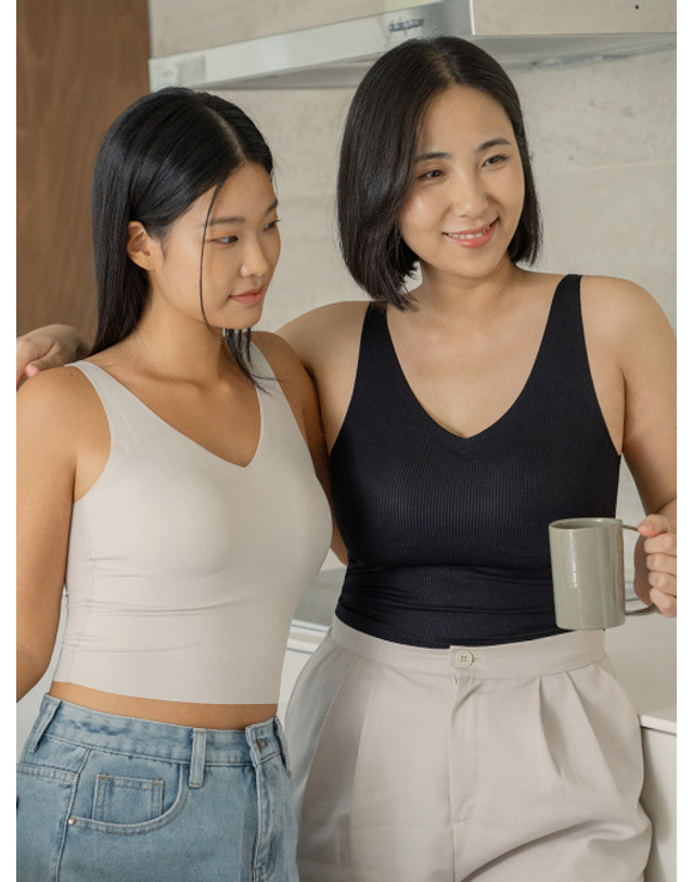 마른파이브 쉬어 브라탑 크롭 슬림핏 착용컷