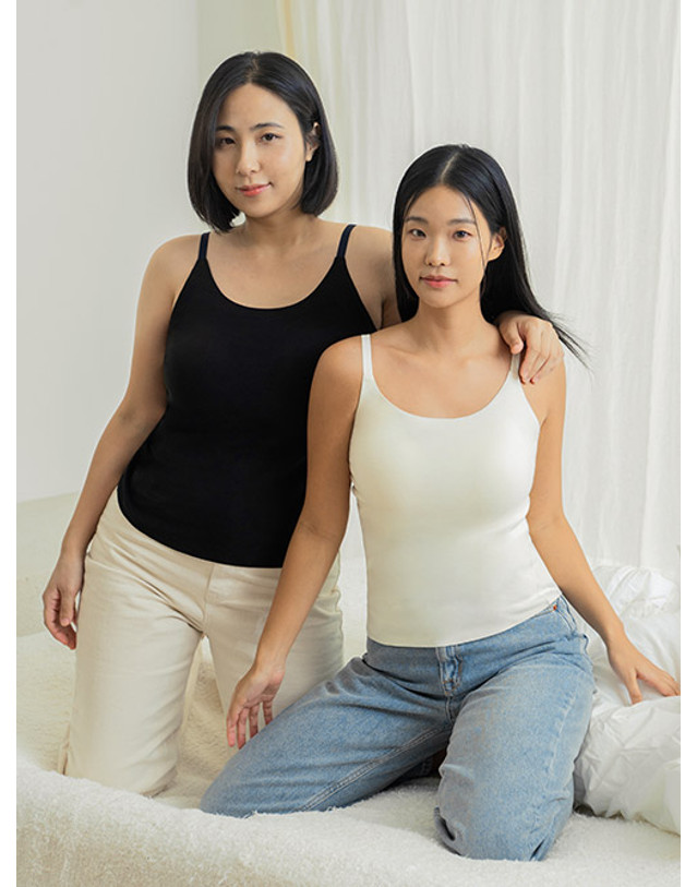 마른파이브 히트터치 울트라웜 브라탑 나시 착용컷