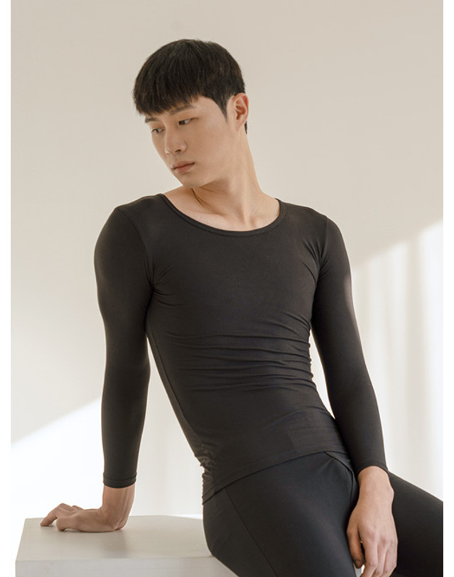 마른파이브 히트터치 발열내의 기모 남자내복 상의 티셔츠 착용컷