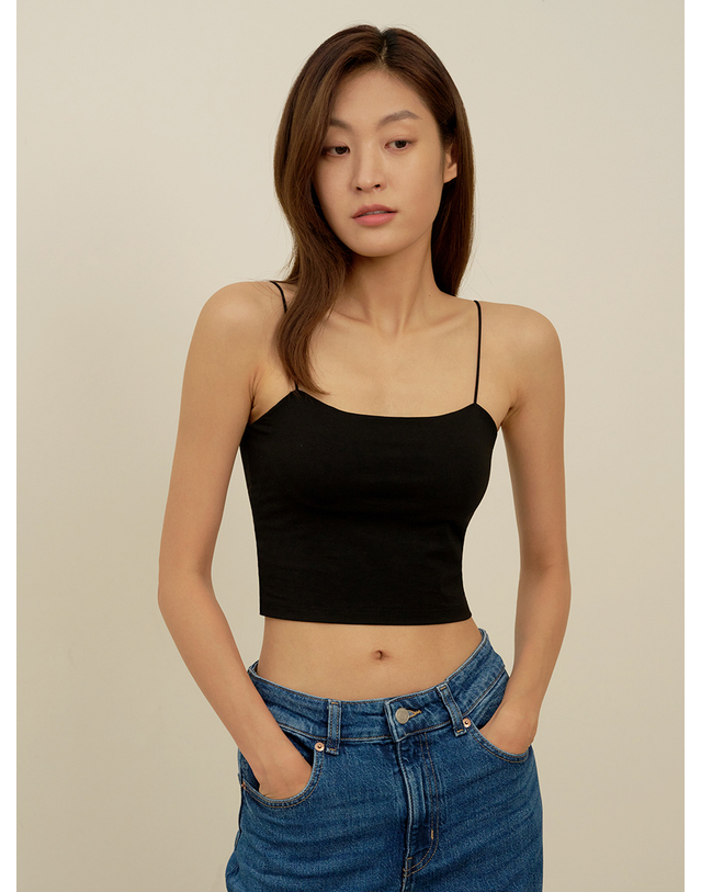 마른파이브 날마다 모달 코튼 캡내장 크롭 얇은 끈 크롭 베이직 나시 착용컷