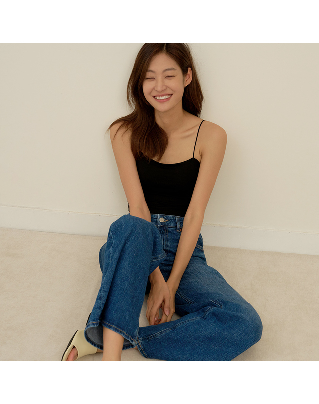 마른파이브 날마다 모달 코튼 캡내장 크롭 얇은 끈 크롭 베이직 나시 착용컷