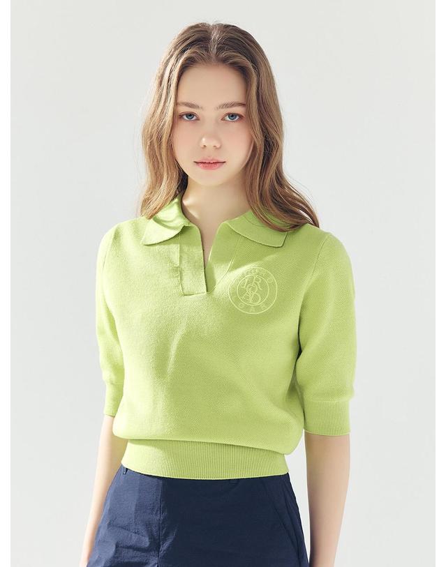 로드로아르 시그니쳐 카라 니트 GREEN 착용컷