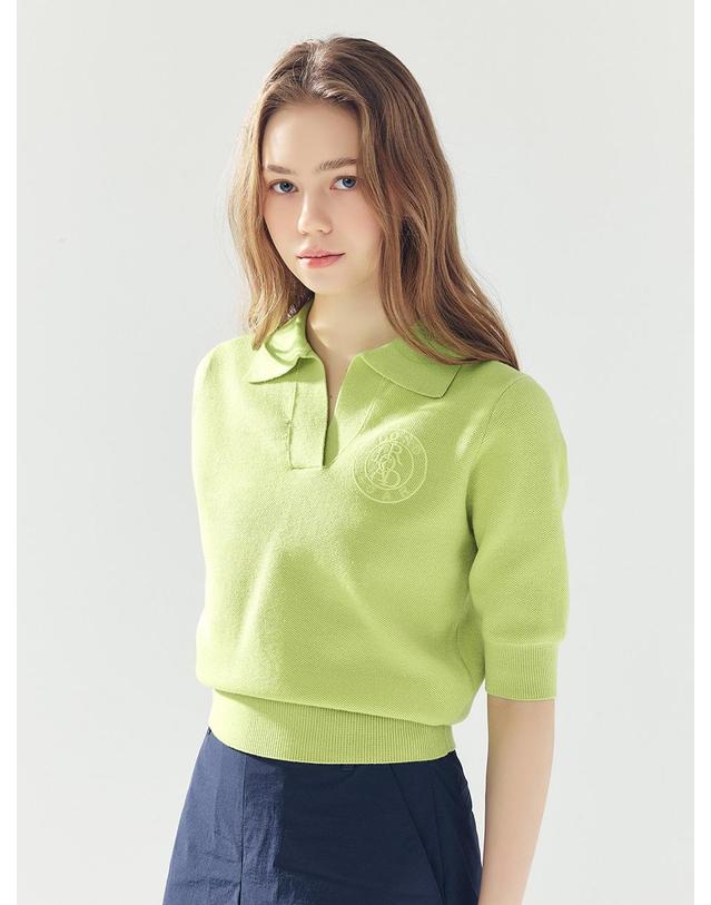 로드로아르 시그니쳐 카라 니트 GREEN 착용컷