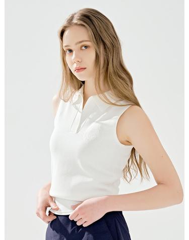 시그니쳐 카라 나시 니트 WHITE
