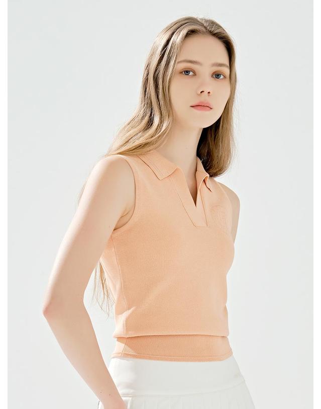 로드로아르 시그니쳐 카라 나시 니트 SALMON 착용컷