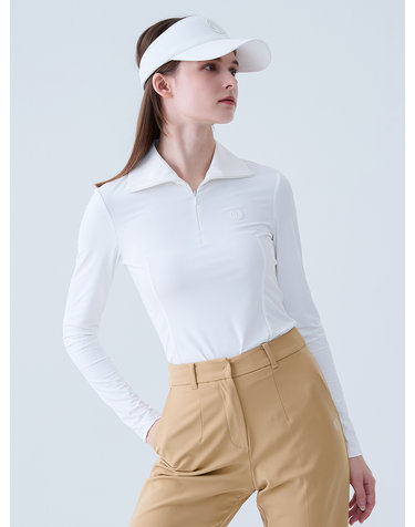 쿨 슬림 지퍼 카라넥 티셔츠 WHITE