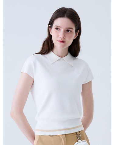라운드 넥 카라 나시 니트 WHITE