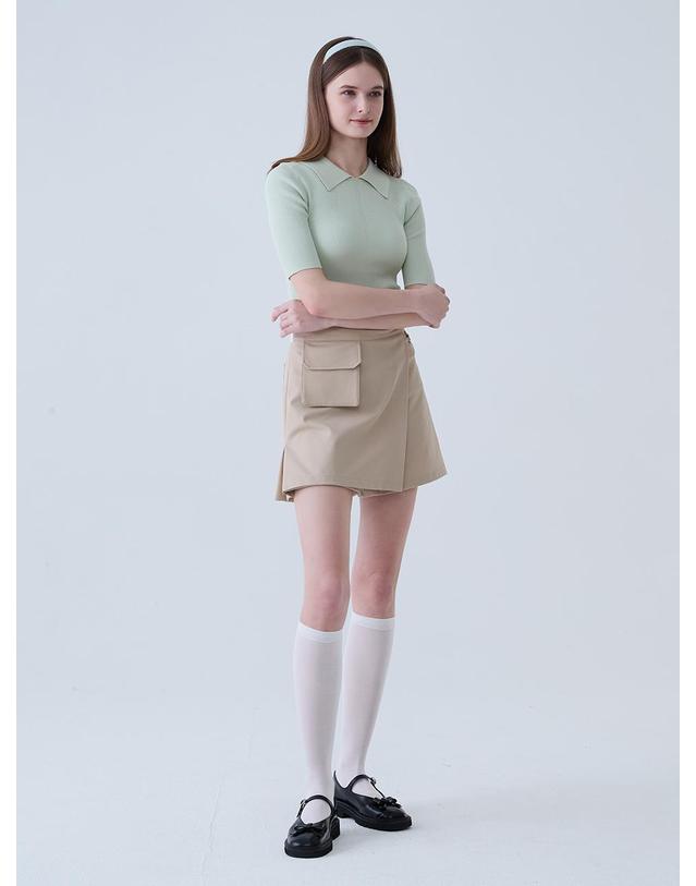 로드로아르 뒷 트임 카라 7부 니트 L/GREEN 착용컷