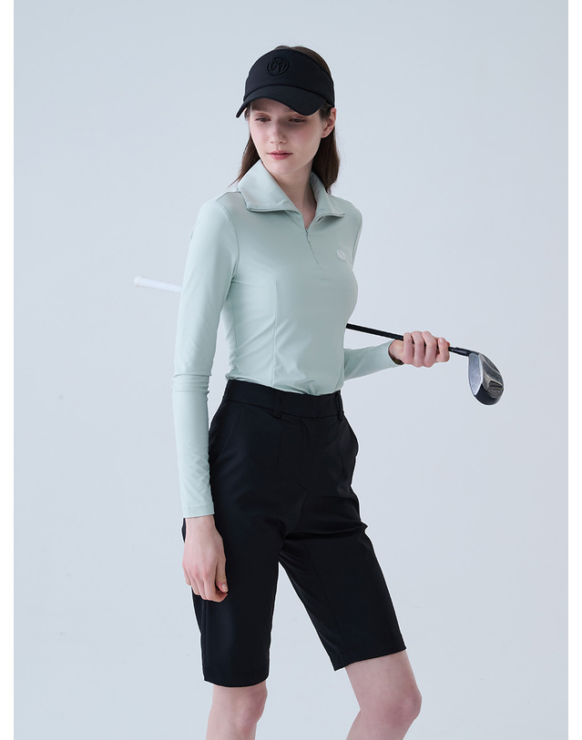 로드로아르 쿨 슬림 지퍼 카라넥 티셔츠 MINT 착용컷