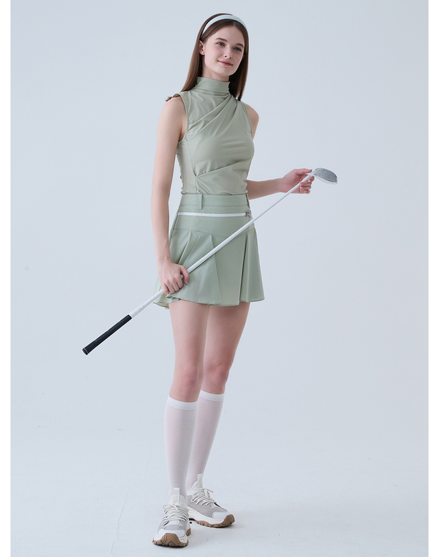 로드로아르 쿨 슬림 셔링 모크넥 나시 티셔츠 L/GREEN 착용컷