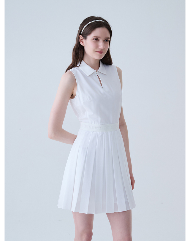 로드로아르 프린세스 플리츠 나시 원피스 WHITE 착용컷