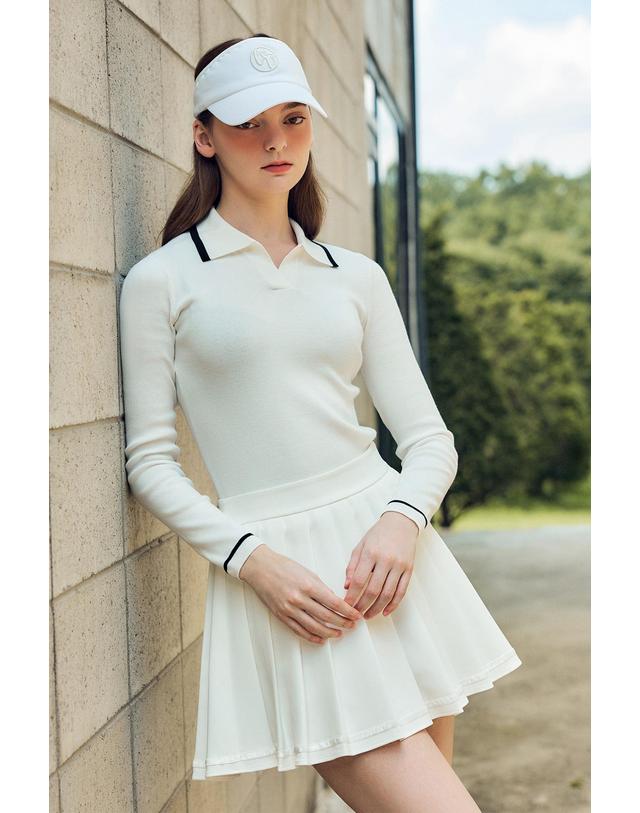 로드로아르 라인 플리츠 스커트 WHITE 착용컷