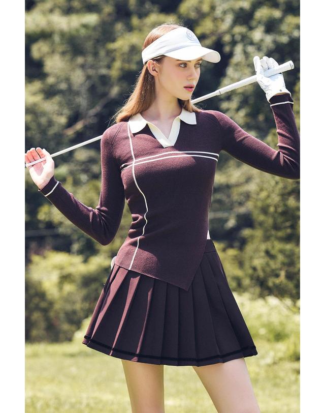로드로아르 라인 플리츠 스커트 BROWN 착용컷