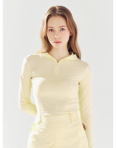 시스루 후드 티셔츠 YELLOW