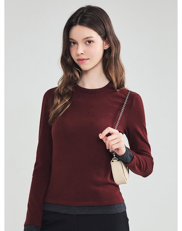 소프트 레이어드 긴팔 티셔츠 BURGUNDY