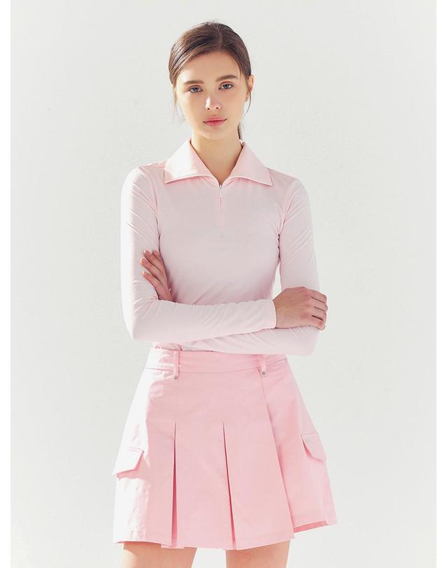 로드로아르 쿨 슬림 지퍼 카라넥 티셔츠 PINK 착용컷