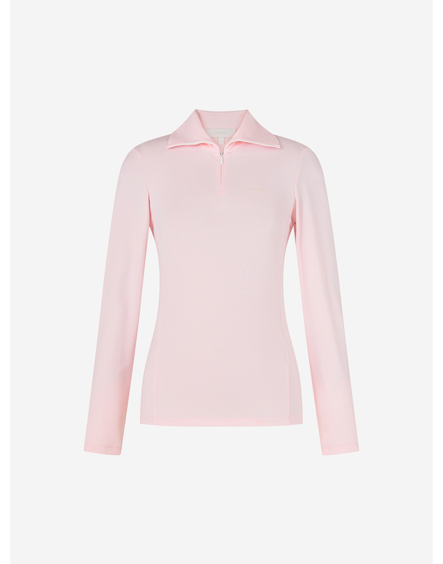 로드로아르 쿨 슬림 지퍼 카라넥 티셔츠 PINK 착용컷