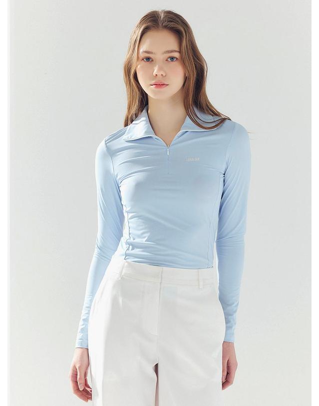 로드로아르 쿨 슬림 지퍼 카라넥 티셔츠 S/BLUE 착용컷