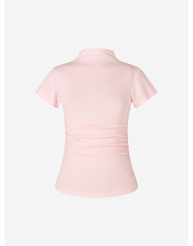 로드로아르 쿨 슬림 셔링 모크넥 반팔 티셔츠 L/PINK 착용컷