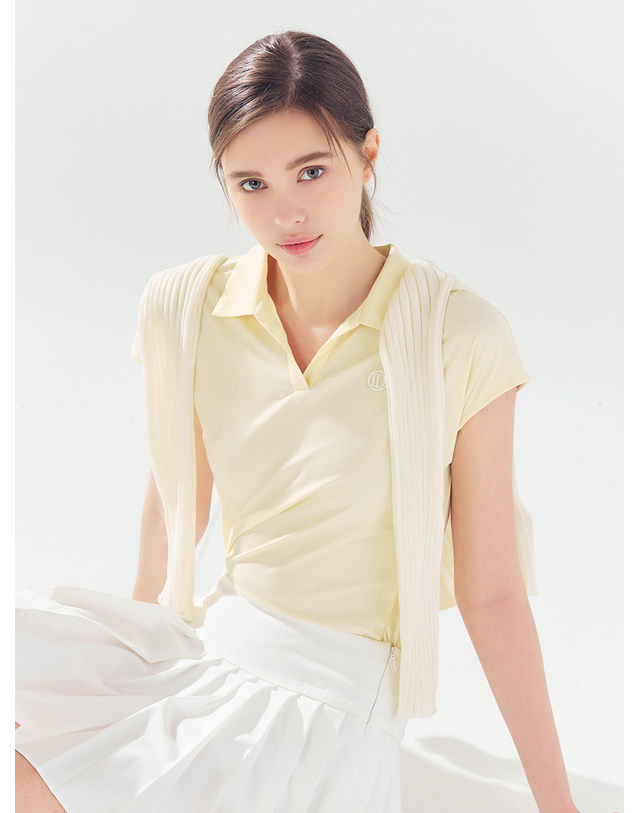 로드로아르 캡소매 카라 반팔 티셔츠 YELLOW 착용컷