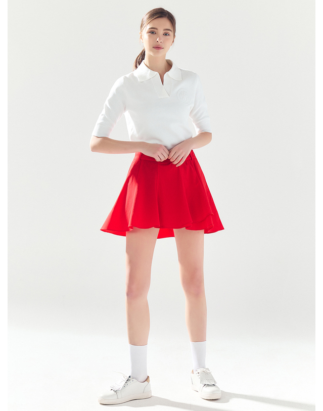 로드로아르 언발 플레어 스커트 RED 착용컷