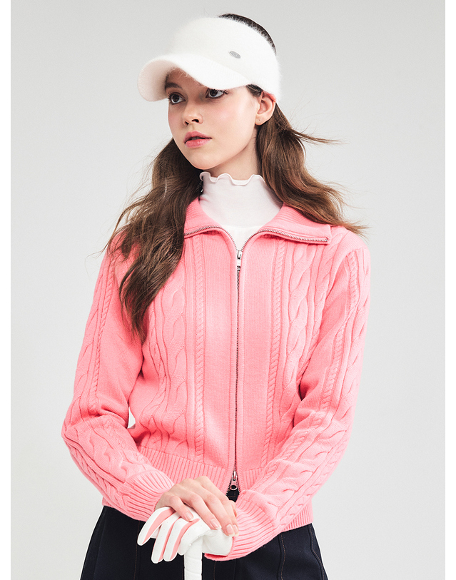 로드로아르 투웨이 방풍 집업 니트 PINK 착용컷
