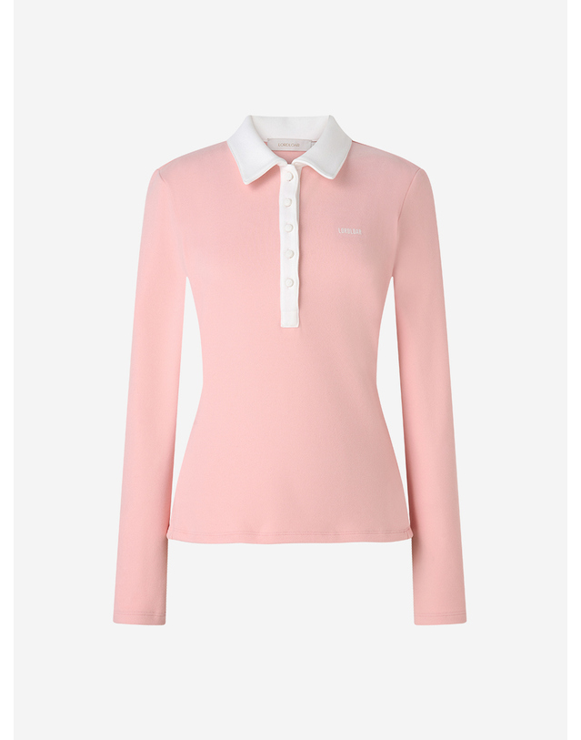 로드로아르 소프트 배색 카라 긴팔 티셔츠 PINK 착용컷