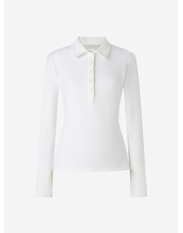 로드로아르 소프트 카라 긴팔 티셔츠 WHITE 착용컷