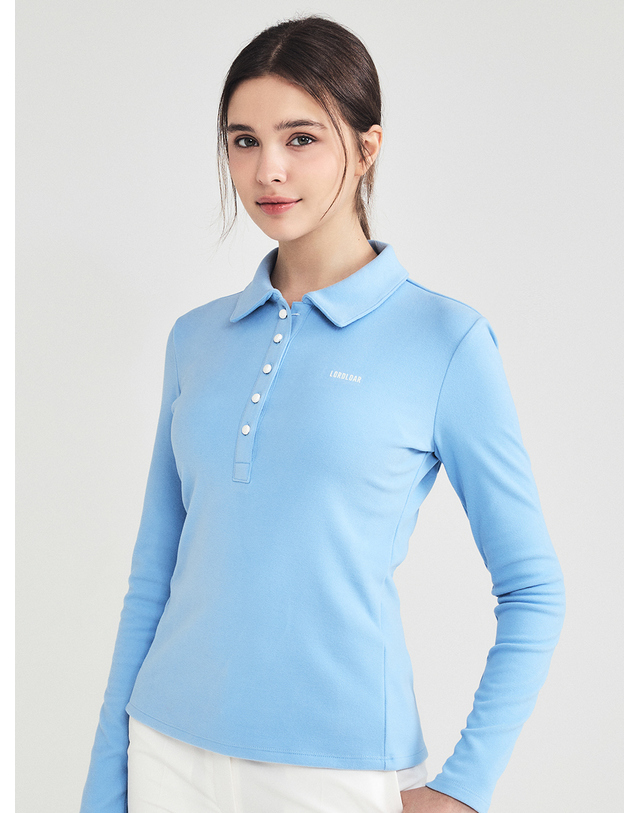 로드로아르 소프트 카라 긴팔 티셔츠 S/BLUE 착용컷