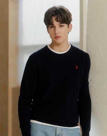 [USPA] MP26-KT11 남성 면100 긴팔 라운드니트 베이직