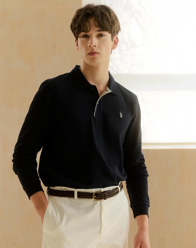 유에스폴로어신 [USPA] MP26-TS1 남성 면혼방 긴팔 폴로티셔츠 착용컷