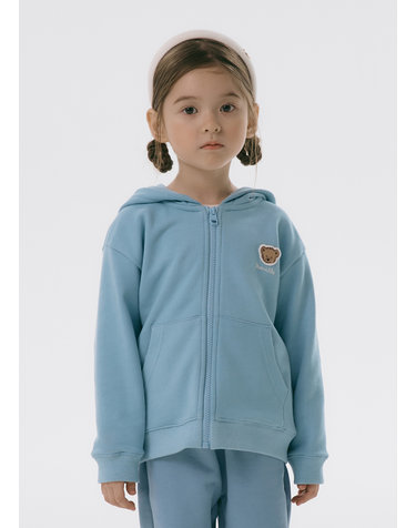 마리떼 키즈 ENFANT MARI BEAR EMBROIDERY HOODIE ZIPUP ash blue