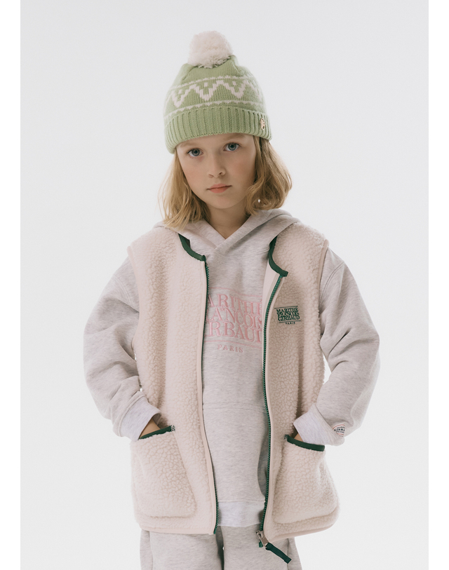 마리떼 키즈 마리떼 키즈 ENFANT CLASSIC LOGO FLEECE VEST ivory 착용컷