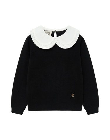 마리떼 키즈 ENFANT FRILL COLLAR KNIT black