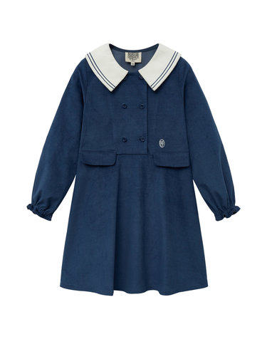마리떼 키즈 ENFANT W VELVET SAILOR ONE PIECE navy